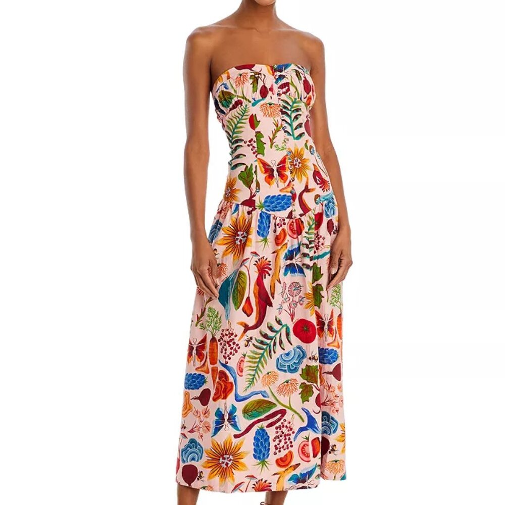 FARM Rio ~ Bright Farm Beige Strapless Maxi Dress